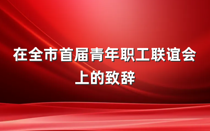 在全市首届青年职工联谊会上的致辞