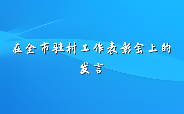 在全市驻村工作表彰会上的发言