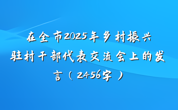 在全市2025年乡村振兴驻村干部代表交流会上的发言（2456字）