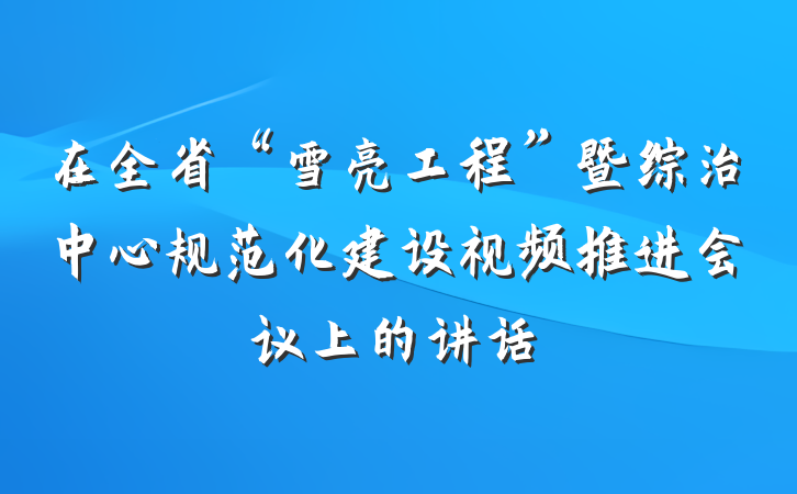 在全省“雪亮工程”暨综治中心规范化建设视频推进会议上的讲话
