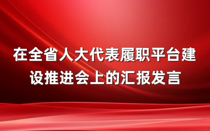 在全省人大代表履职平台建设推进会上的汇报发言