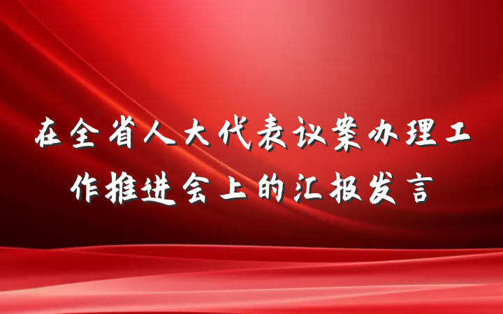 在全省人大代表议案办理工作推进会上的汇报发言