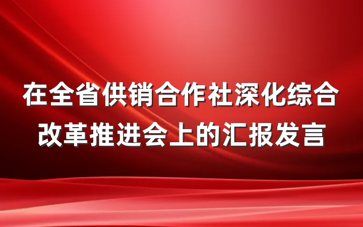 在全省供销合作社深化综合改革推进会上的汇报发言