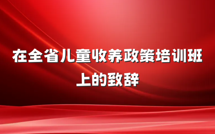 在全省儿童收养政策培训班上的致辞