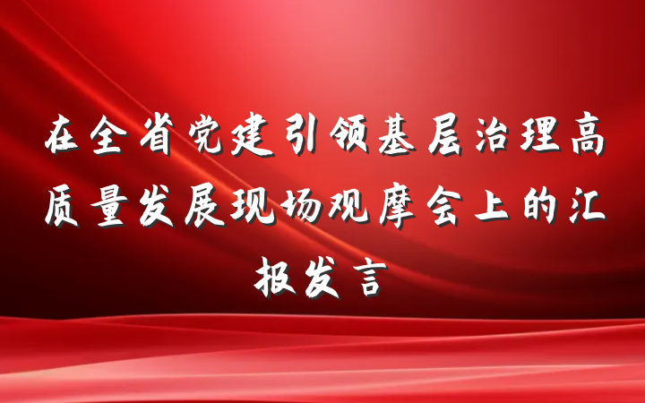 在全省党建引领基层治理高质量发展现场观摩会上的汇报发言