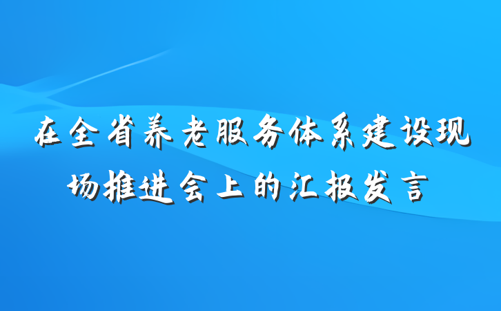 在全省养老服务体系建设现场推进会上的汇报发言