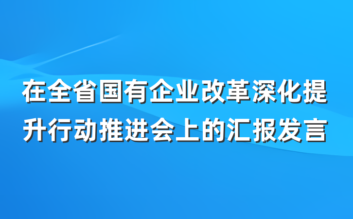 在全省国有企业改革深化提升行动推进会上的汇报发言