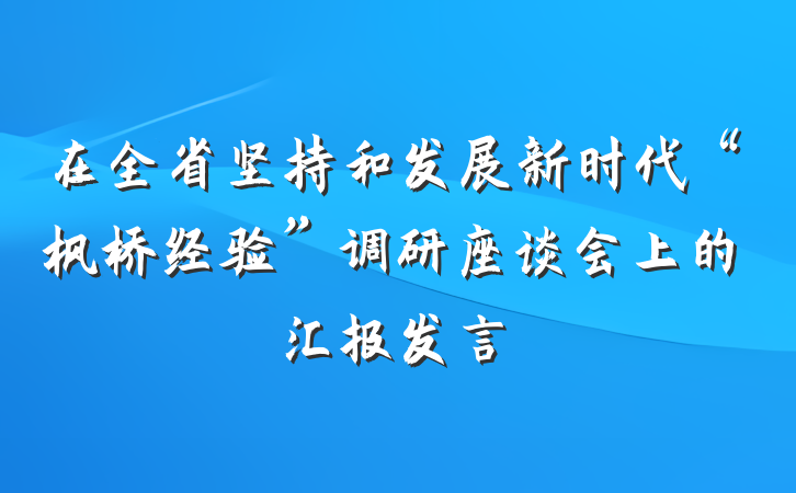 在全省坚持和发展新时代“枫桥经验”调研座谈会上的汇报发言