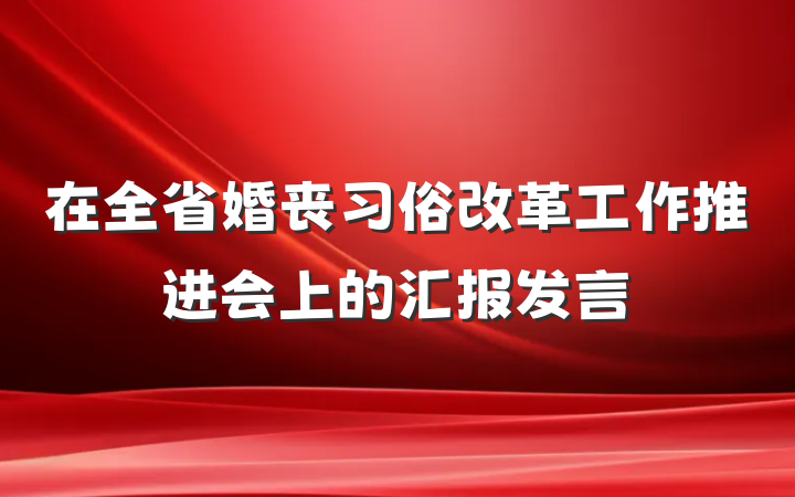 在全省婚丧习俗改革工作推进会上的汇报发言