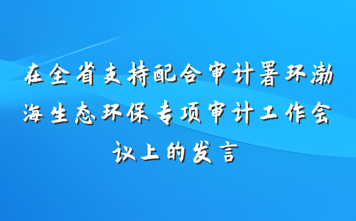 在全省支持配合审计署环渤海生态环保专项审计工作会议上的发言