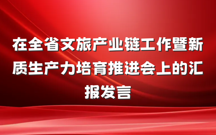 在全省文旅产业链工作暨新质生产力培育推进会上的汇报发言
