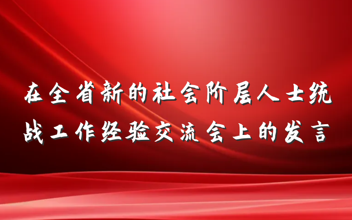 在全省新的社会阶层人士统战工作经验交流会上的发言
