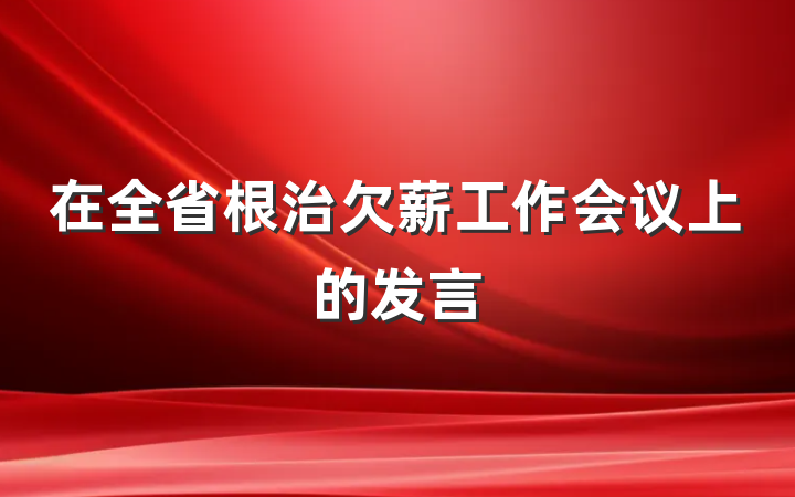 在全省根治欠薪工作会议上的发言