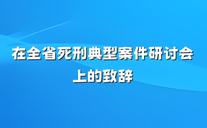 在全省死刑典型案件研讨会上的致辞
