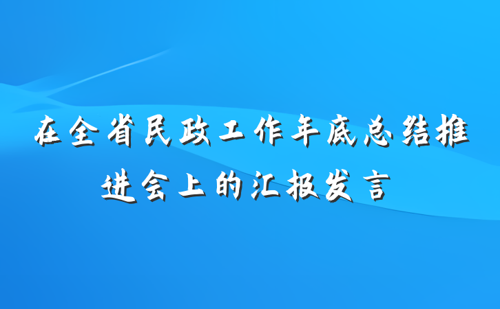 在全省民政工作年底总结推进会上的汇报发言