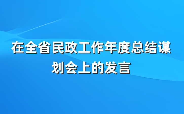 在全省民政工作年度总结谋划会上的发言