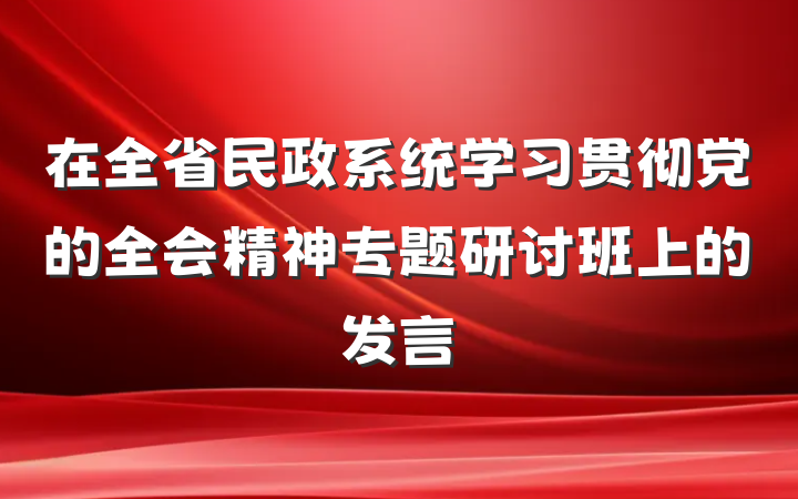 在全省民政系统学习贯彻党的全会精神专题研讨班上的发言