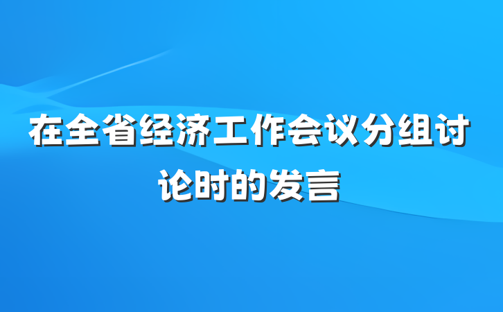 在全省经济工作会议分组讨论时的发言