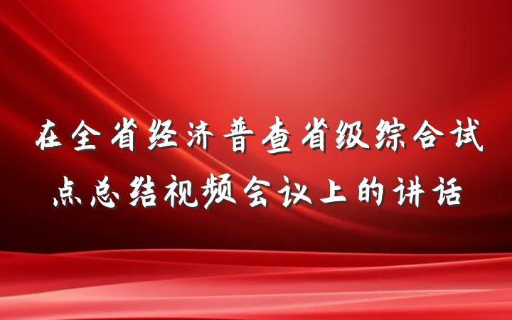 在全省经济普查省级综合试点总结视频会议上的讲话
