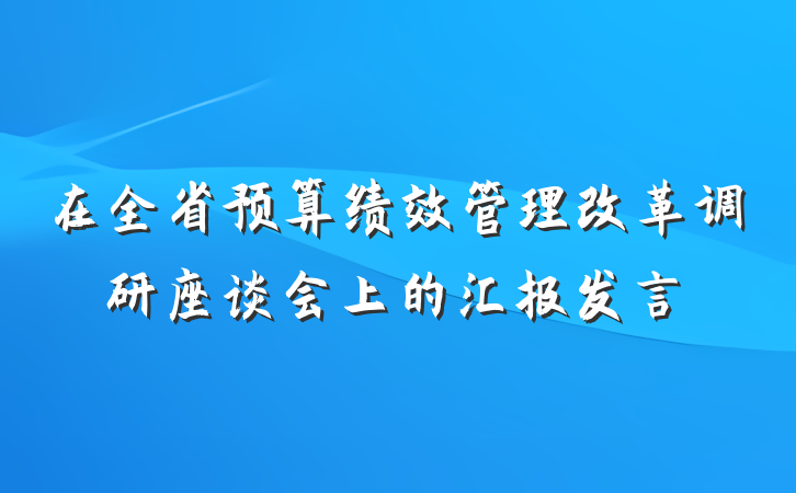 在全省预算绩效管理改革调研座谈会上的汇报发言