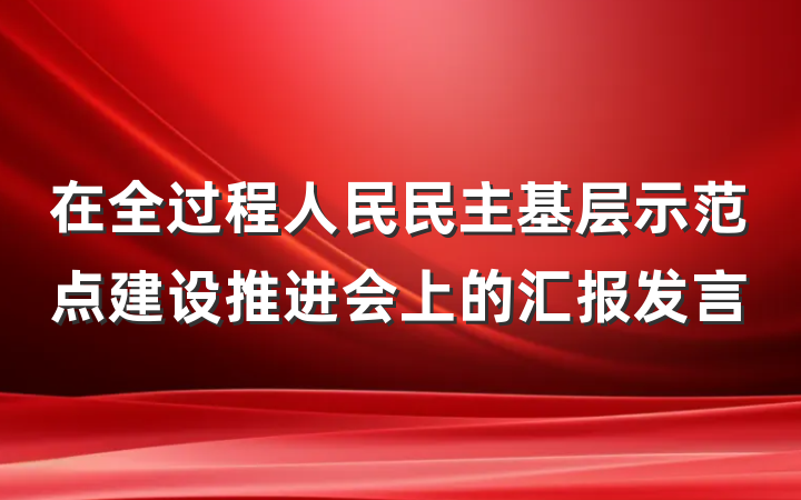 在全过程人民民主基层示范点建设推进会上的汇报发言