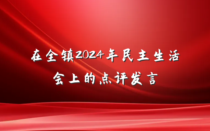 在全镇2024年民主生活会上的点评发言
