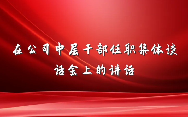 在公司中层干部任职集体谈话会上的讲话