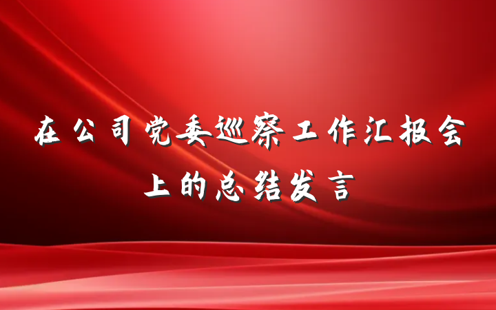 在公司党委巡察工作汇报会上的总结发言