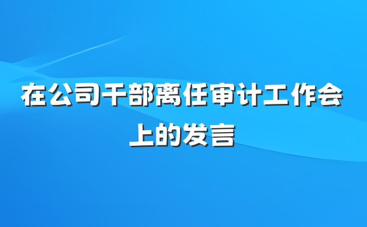 在公司干部离任审计工作会上的发言