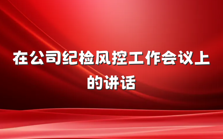 在公司纪检风控工作会议上的讲话