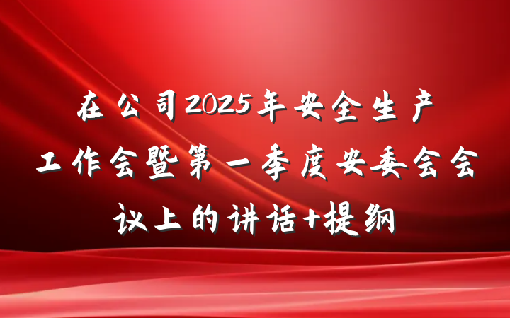 在公司2025年安全生产工作会暨第一季度安委会会议上的讲话 提纲