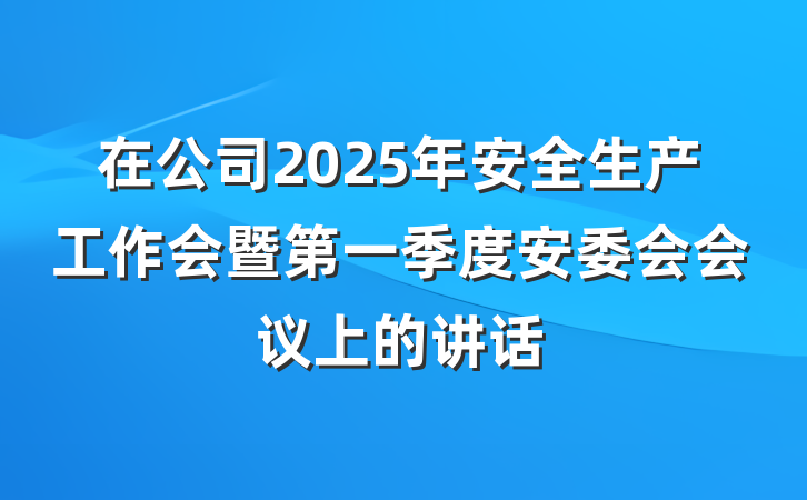 在公司2025年安全生产工作会暨第一季度安委会会议上的讲话