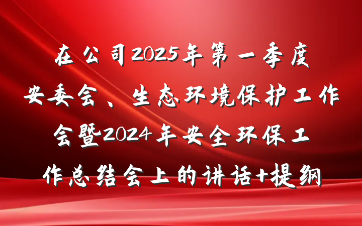在公司2025年第一季度安委会、生态环境保护工作会暨2024年安全环保工作总结会上的讲话 提纲