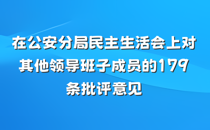 在公安分局民主生活会上对其他领导班子成员的179条批评意见