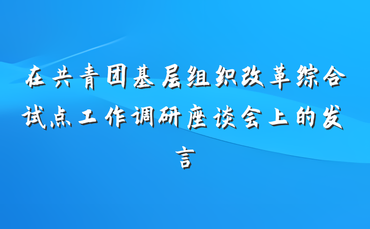在共青团基层组织改革综合试点工作调研座谈会上的发言