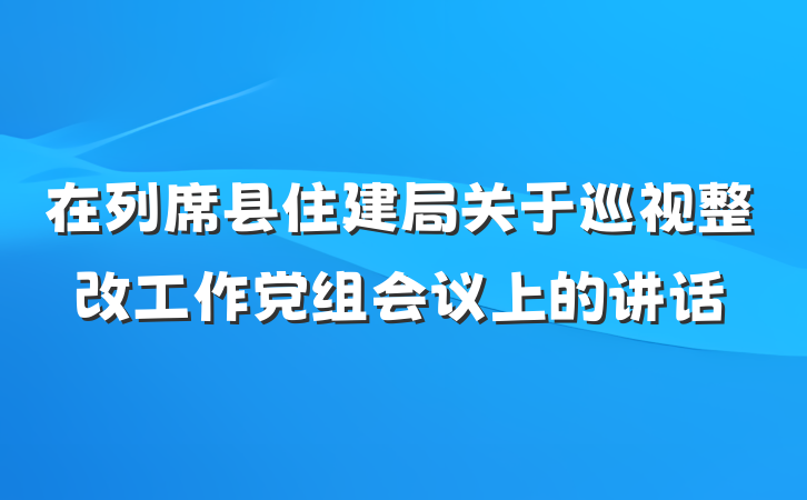 在列席县住建局关于巡视整改工作党组会议上的讲话