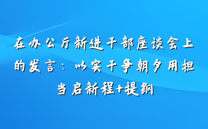 在办公厅新进干部座谈会上的发言：以实干争朝夕用担当启新程 提纲