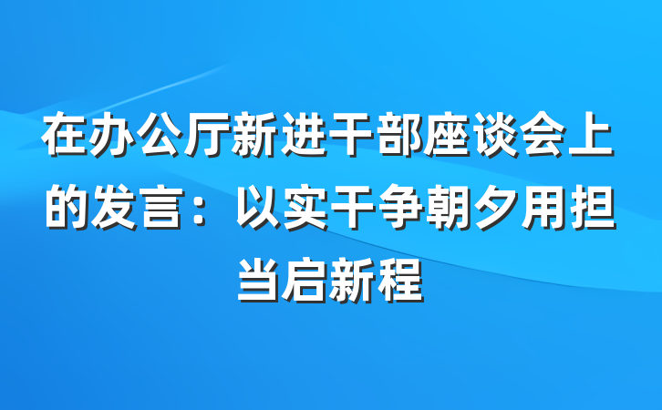 在办公厅新进干部座谈会上的发言：以实干争朝夕用担当启新程