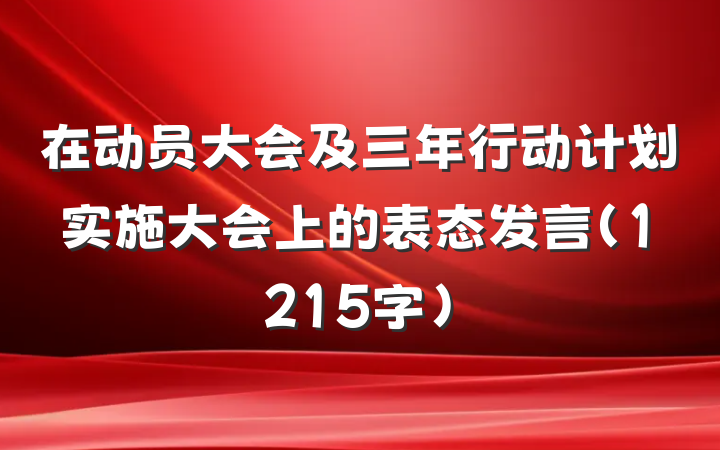 在动员大会及三年行动计划实施大会上的表态发言（1215字）