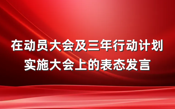 在动员大会及三年行动计划实施大会上的表态发言