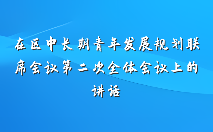 在区中长期青年发展规划联席会议第二次全体会议上的讲话