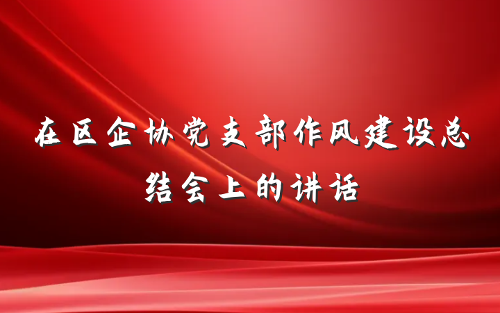 在区企协党支部作风建设总结会上的讲话
