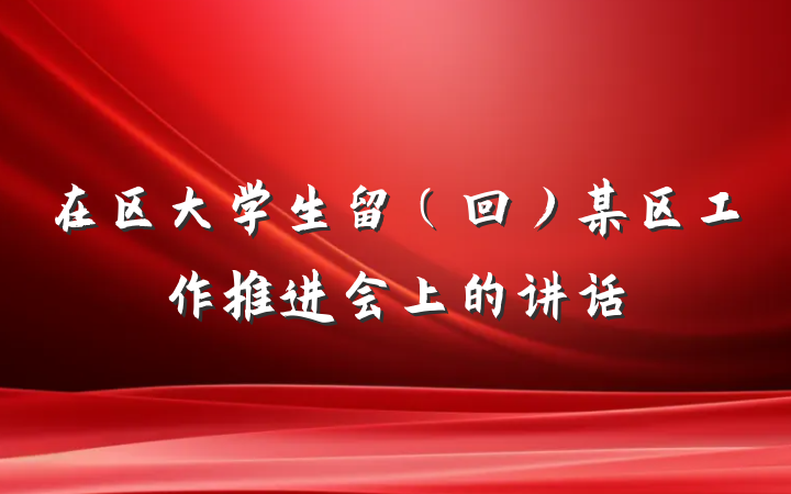在区大学生留（回）某区工作推进会上的讲话