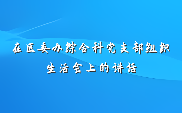 在区委办综合科党支部组织生活会上的讲话
