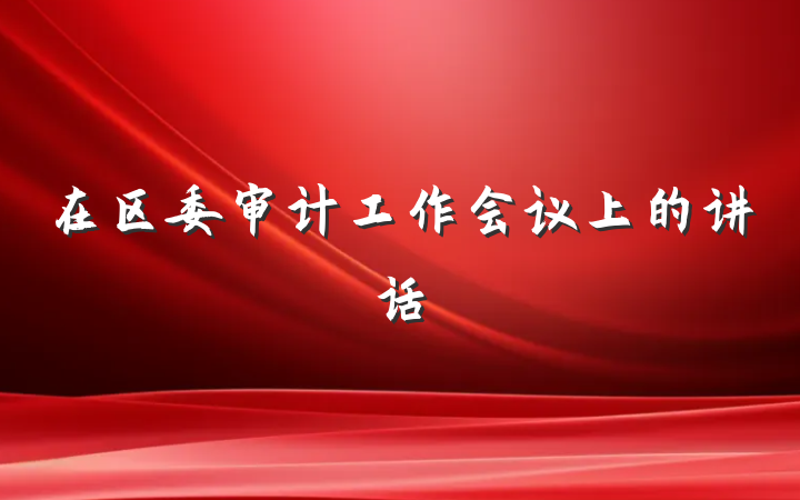 在区委审计工作会议上的讲话