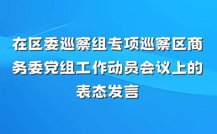 在区委巡察组专项巡察区商务委党组工作动员会议上的表态发言