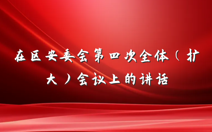 在区安委会第四次全体（扩大）会议上的讲话