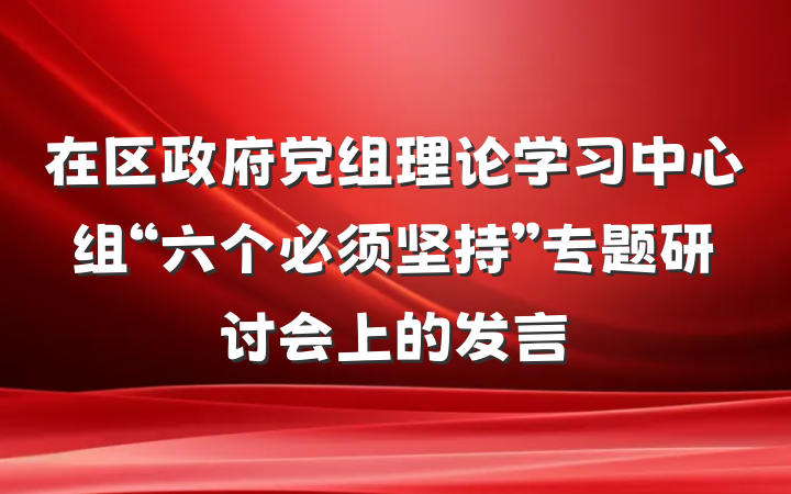 在区政府党组理论学习中心组“六个必须坚持”专题研讨会上的发言
