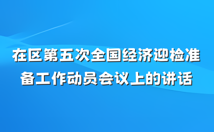 在区第五次全国经济迎检准备工作动员会议上的讲话