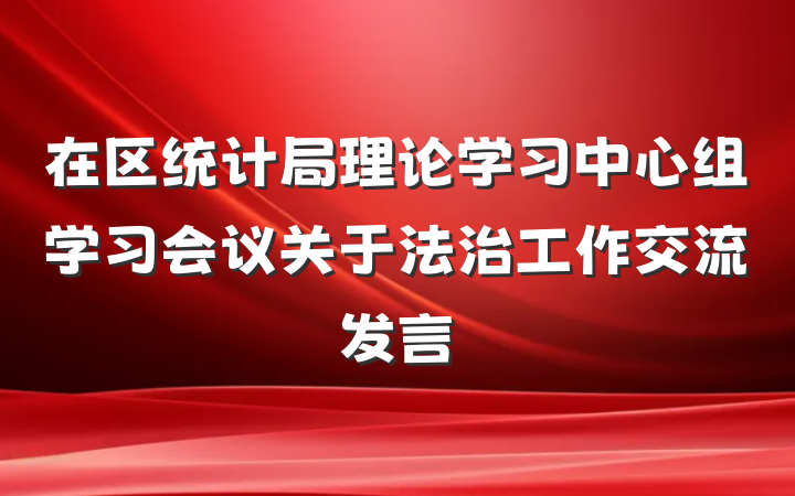 在区统计局理论学习中心组学习会议关于法治工作交流发言